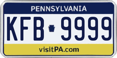 PA license plate KFB9999