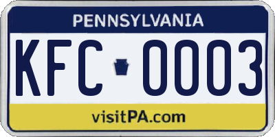 PA license plate KFC0003