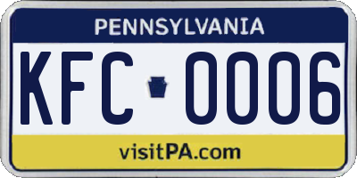 PA license plate KFC0006