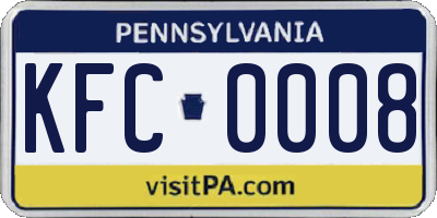 PA license plate KFC0008