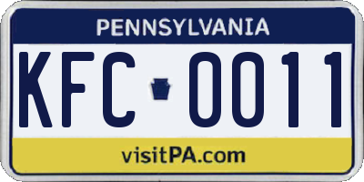 PA license plate KFC0011
