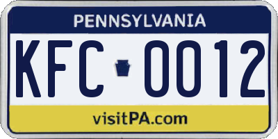 PA license plate KFC0012