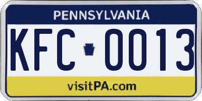 PA license plate KFC0013