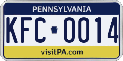 PA license plate KFC0014