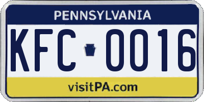 PA license plate KFC0016