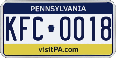 PA license plate KFC0018