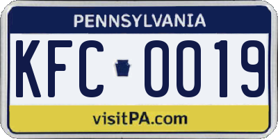 PA license plate KFC0019