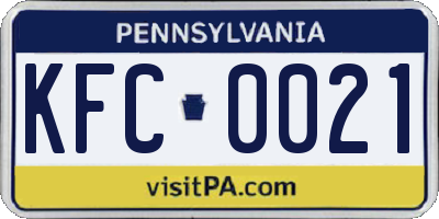 PA license plate KFC0021