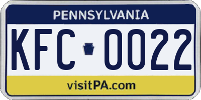 PA license plate KFC0022