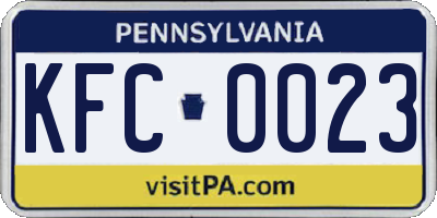 PA license plate KFC0023