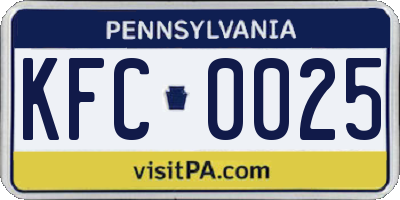 PA license plate KFC0025