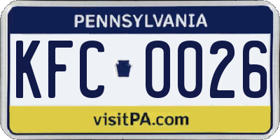 PA license plate KFC0026