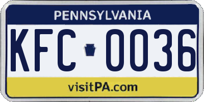 PA license plate KFC0036