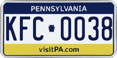 PA license plate KFC0038