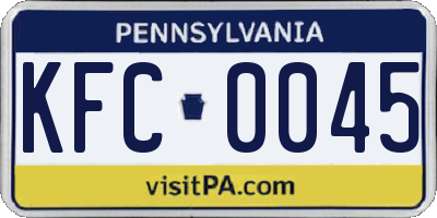 PA license plate KFC0045