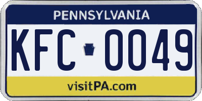 PA license plate KFC0049