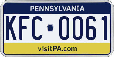 PA license plate KFC0061