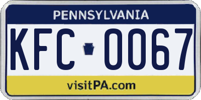 PA license plate KFC0067