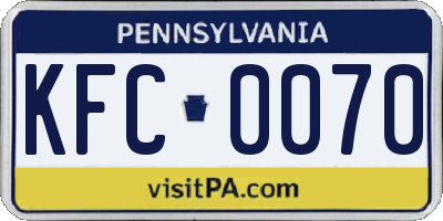 PA license plate KFC0070