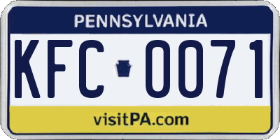 PA license plate KFC0071