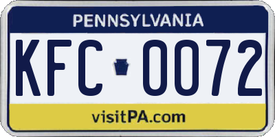 PA license plate KFC0072