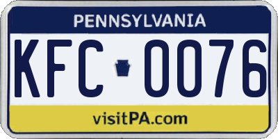 PA license plate KFC0076