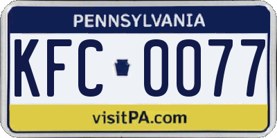 PA license plate KFC0077