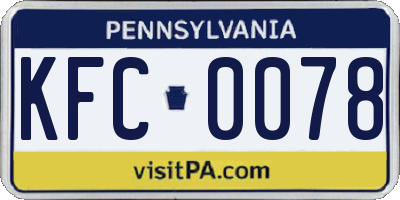 PA license plate KFC0078