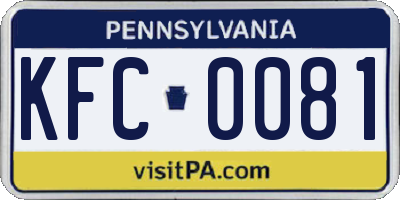 PA license plate KFC0081