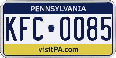 PA license plate KFC0085