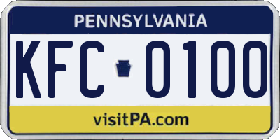 PA license plate KFC0100