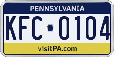 PA license plate KFC0104