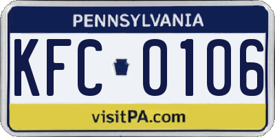 PA license plate KFC0106