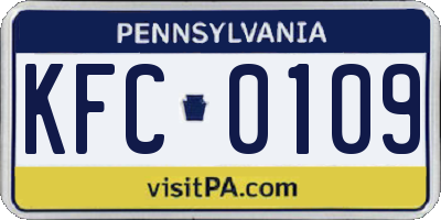 PA license plate KFC0109