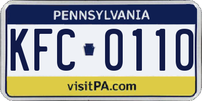 PA license plate KFC0110