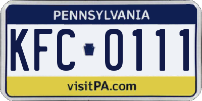 PA license plate KFC0111