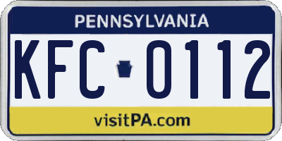PA license plate KFC0112