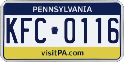 PA license plate KFC0116