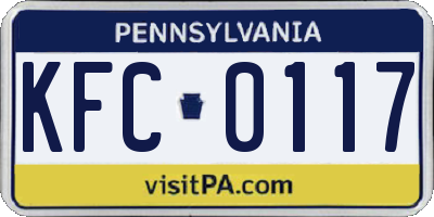 PA license plate KFC0117