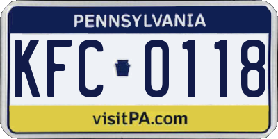 PA license plate KFC0118