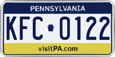 PA license plate KFC0122