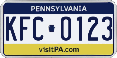 PA license plate KFC0123