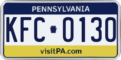 PA license plate KFC0130