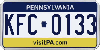 PA license plate KFC0133