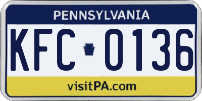 PA license plate KFC0136