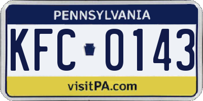 PA license plate KFC0143