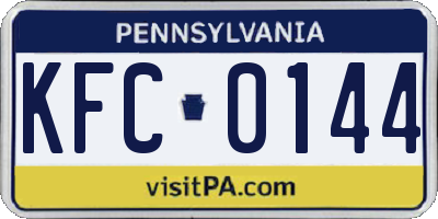 PA license plate KFC0144