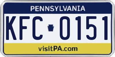 PA license plate KFC0151
