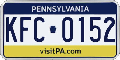 PA license plate KFC0152