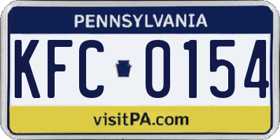 PA license plate KFC0154